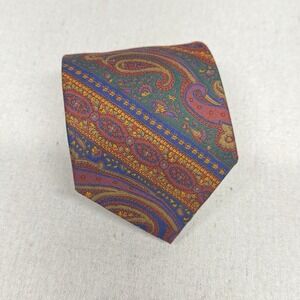VTG 80s Britches Great Outdoors 100% Cotton Rich Multicolored Paisley Tie USA